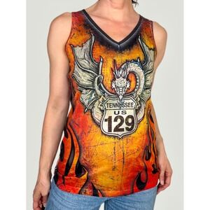 Harley Davidson US 129 Dragon Tennessee Flame Tank Top Large Biker V-Neck 2013